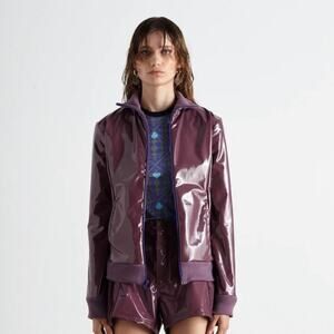 NEW MAISIE WILEN Humanoid Track Jacket Aubergine Purple Shiny Small